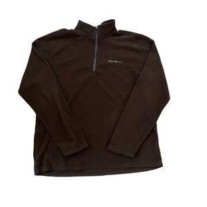 brown quarter zip fleece sweater